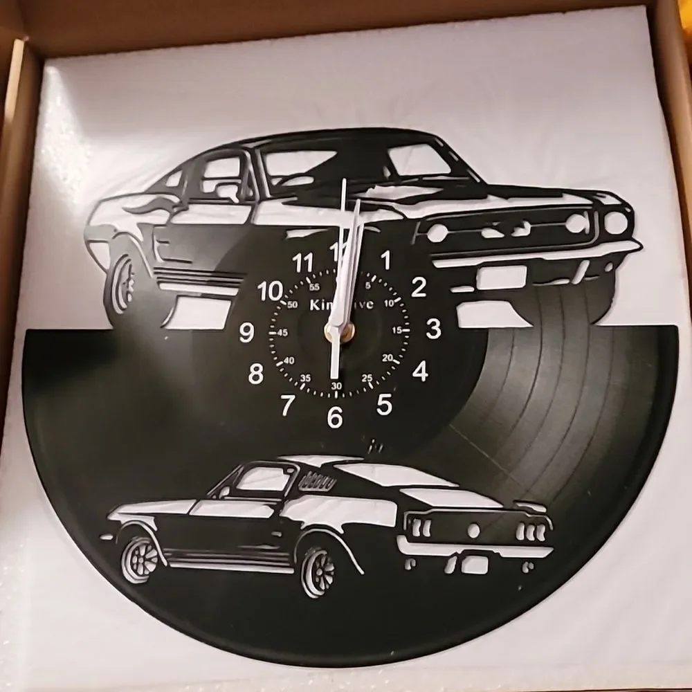 NEW Fastback Ford Mustang Vinyl Record Album Cut‎ Wall Clock Muscle Car 68-73